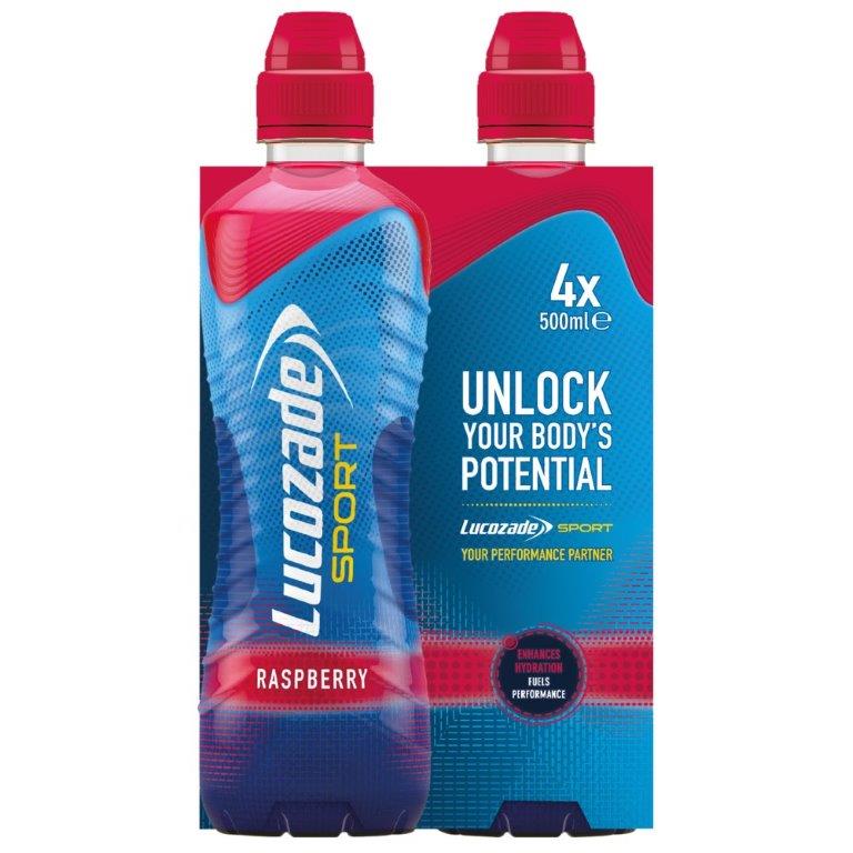 Lucozade Sport 4pk Raspberry (4 x 500ml) (HS)