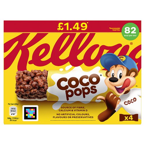 (DELIST) Kelloggs Coco Pops Cereal Bars 4pk (4 x 20g) PM £1.49
