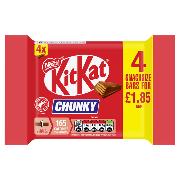 KitKat Chunky Milk 4pk PM £1.85 (4 x 32g) 128g