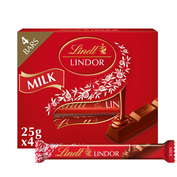 Lindor Milk Chocolate Bars 4pk (4 x 25g)