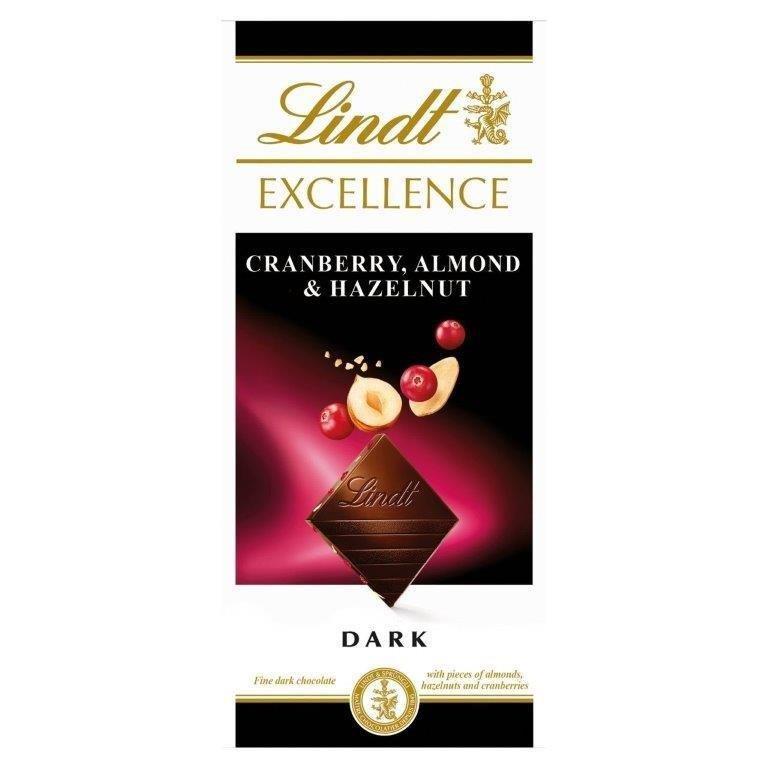 Lindt Excellence Cranberry Almond & Hazelnut Dark 100g