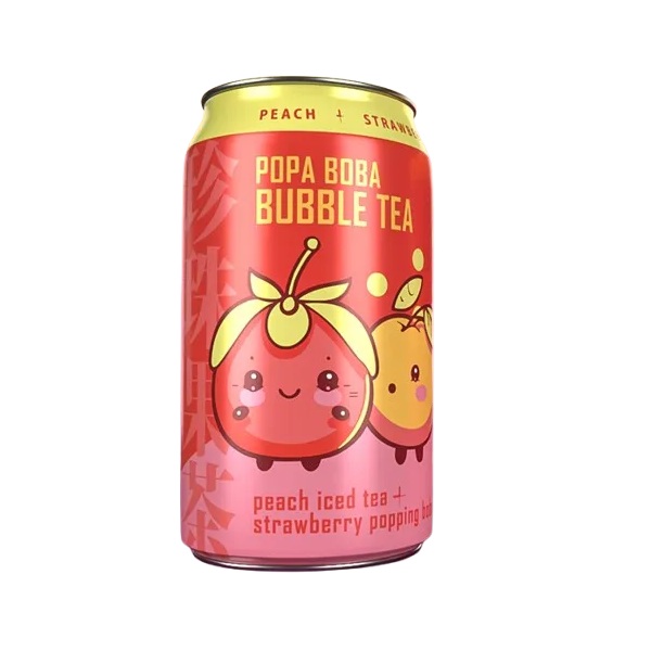 Popa Boba Peach & Strawberry Bubble Tea 320ml
