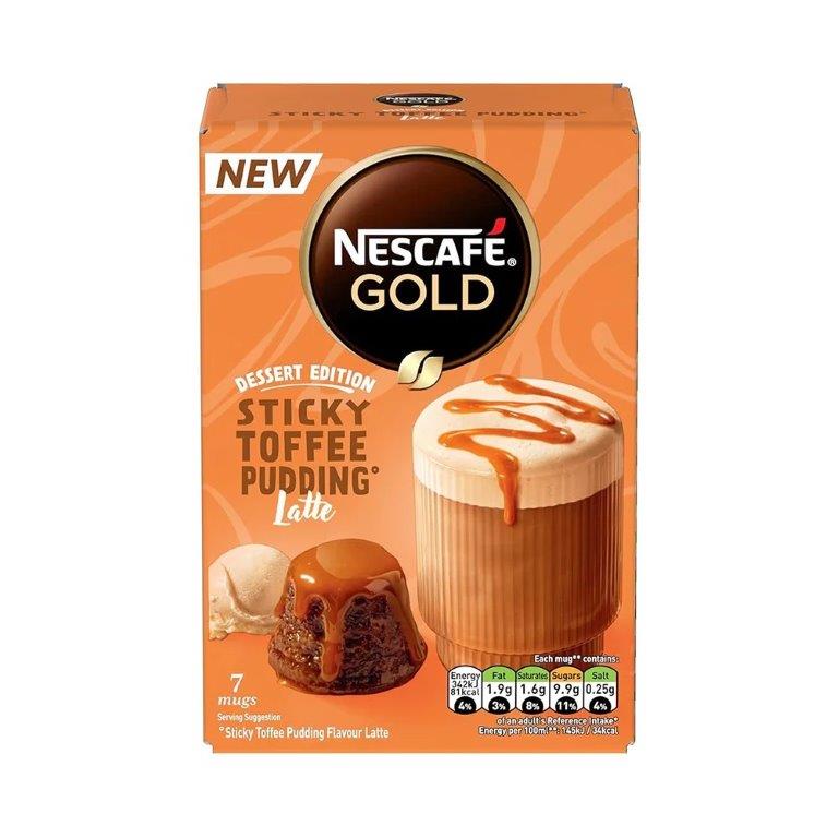 (DISCONTINUED) Nescafe Sachets Gold Sticky Toffee Pudding Late 7s (7 x 20g) NEW