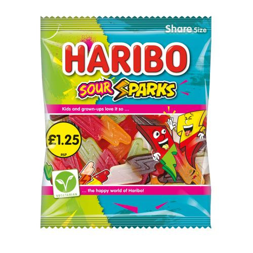 Haribo Bag Sour Sparks 140g PM £1.25 (Vegetarian)