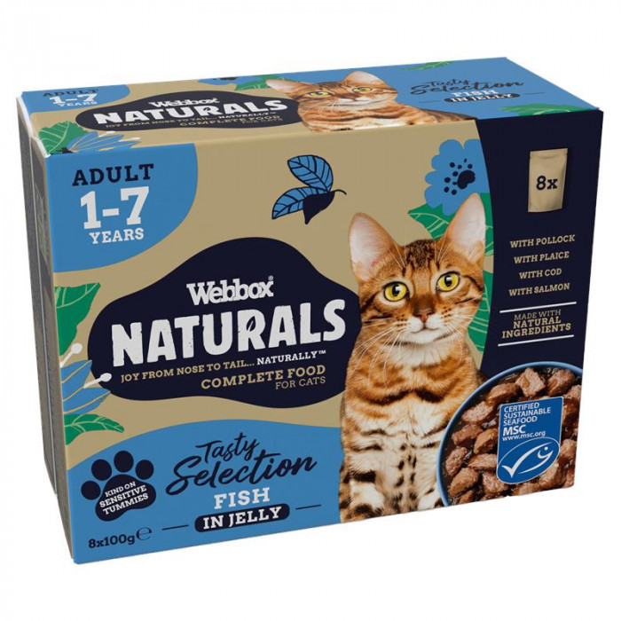 Webbox Cat Natural Pouches Fish In Jelly Selection 8pk (8 x 100g)