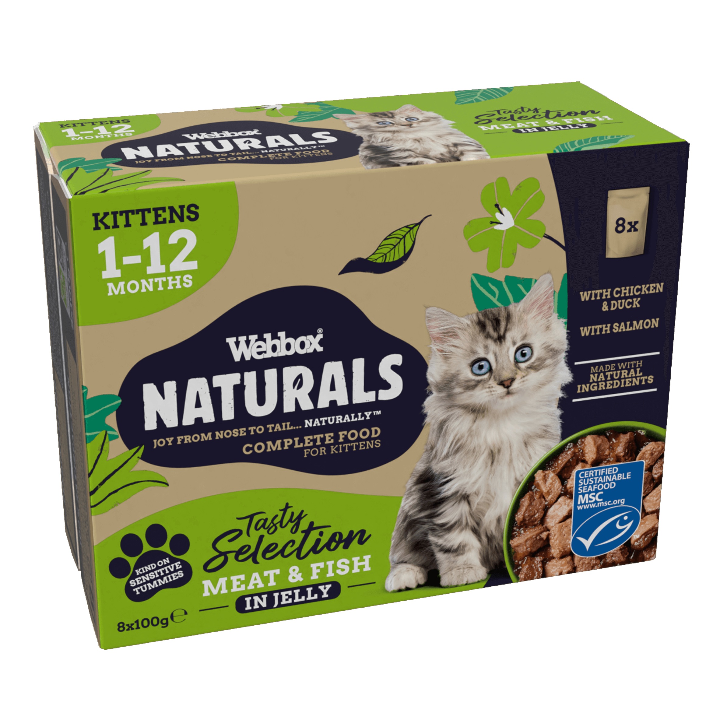 Webbox Cat Natural Pouches Kittens Mixed In Jelly Selection 8pk (8 x 100g)