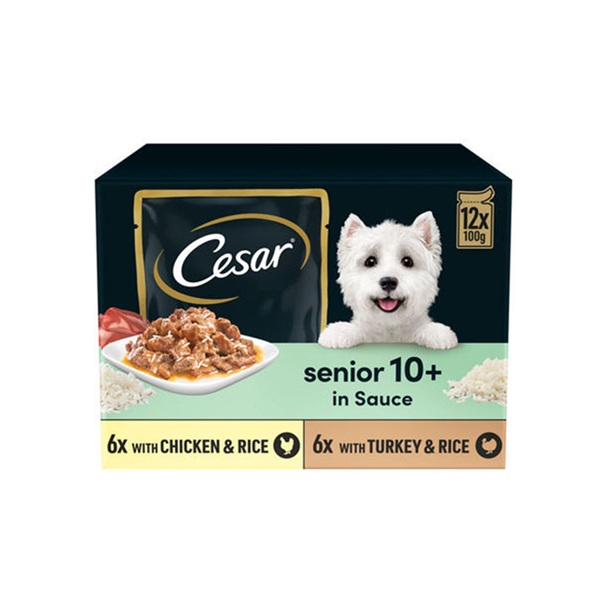 Cesar Senior Dog Pouches Mixed Selection In Sauce (12 x 100g)