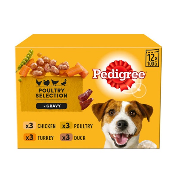 Pedigree Adult Dog Pouches Poultry In Gravy (12 x 100g)