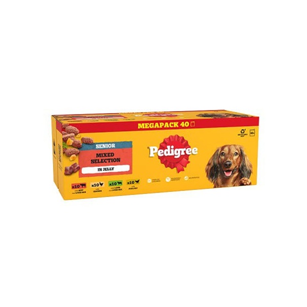 Pedigree Senior Dog Pouches Mixed Selection In Jelly (40 x 100g)