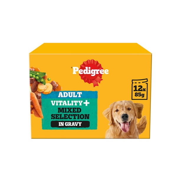 Pedigree Vitality Plus Adult Dog Pouches Mixed Selection In Gravy (12 x 85g)