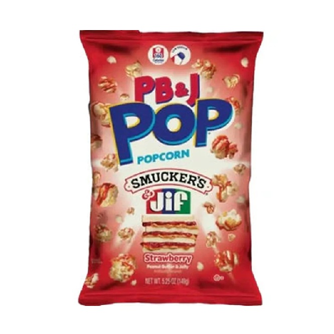 PB & J Pop Jiff Peanut Butter & Smuckers Strawberry Jelly Popcorn 149g