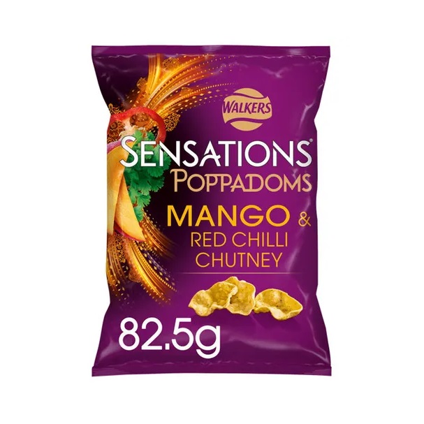 (DELIST) Walkers Sensations Mango & Chilli Chutney Poppadoms 82.5g (HS)