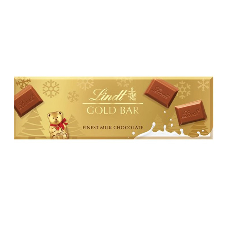 (Discontinued) Lindt Xmas Gold Bar Milk 300g NEW