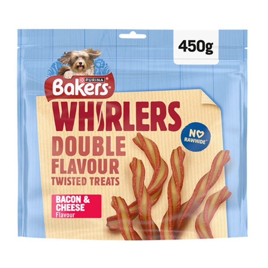 Bakers Whirlers Bacon and Cheese Dog Treats 450g