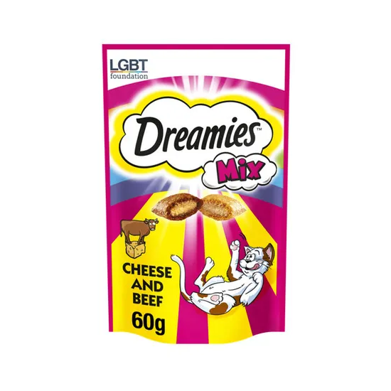 Dreamies Mix Cat Treats With Cheese & Beef Pride 60g