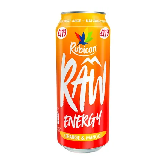 Rubicon Raw Energy Orange & Mango PM £1.19 500ml