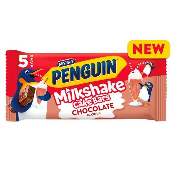 McVities Penguin Milkshake Cake Bar Chocolate 5pk 141g NEW