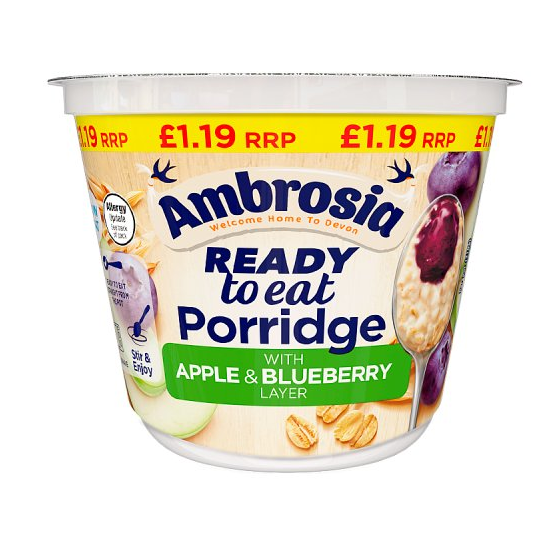 Ambrosia Ready To Eat Porridge Pot Apple & Blueberry PM £1.19 210g