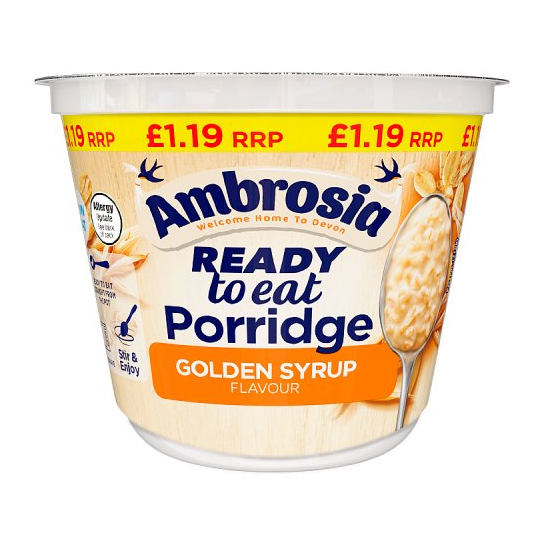 Ambrosia Ready To Eat Porridge Pot Golden Syrup PM £1.19 210g