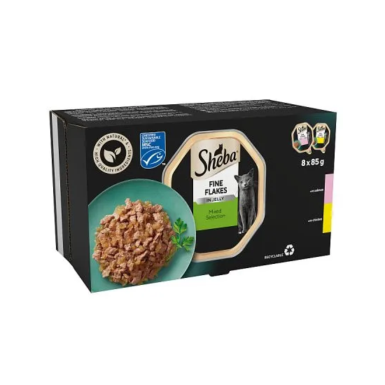 Sheba Fine Flakes Salmon & Chicken Jelly Collection Trays (8 x 85g)