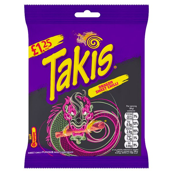 (DELIST) Takis Dragon Sweet Chilli 55g PM £1.25 (HS)