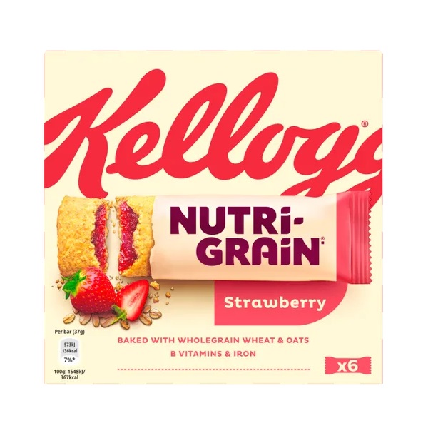 (DELIST) Kelloggs Nutri Grain Strawberry Cereal Bars 6pk (6 x 37g) (HS)