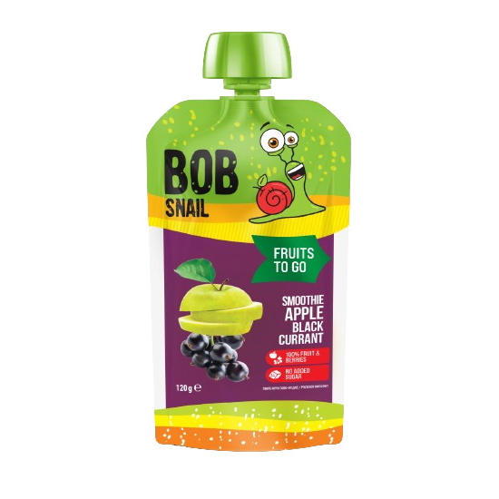 (DELIST) Bob Snail Smoothie Pouch Apple Black Currant 120g
