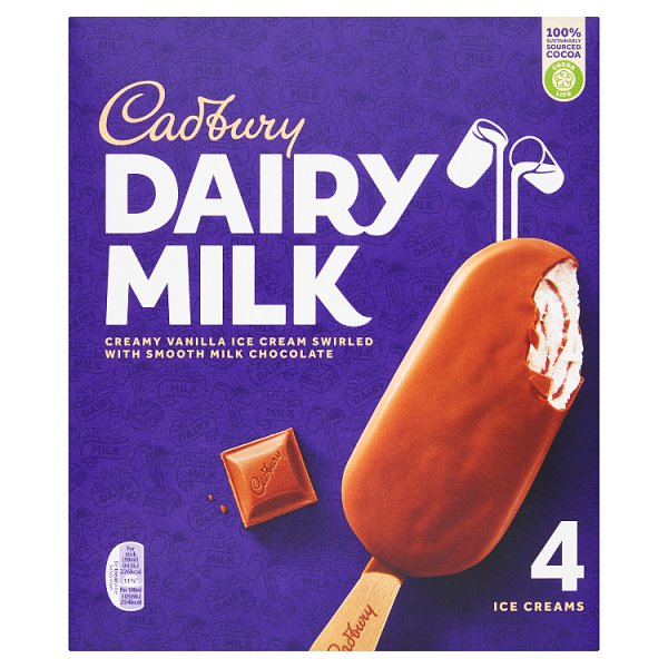 Cadbury Dairy Milk Sticks (4 x 90ml)
