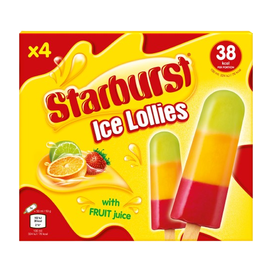 Starburst Fruit Ice Lolly 4pk