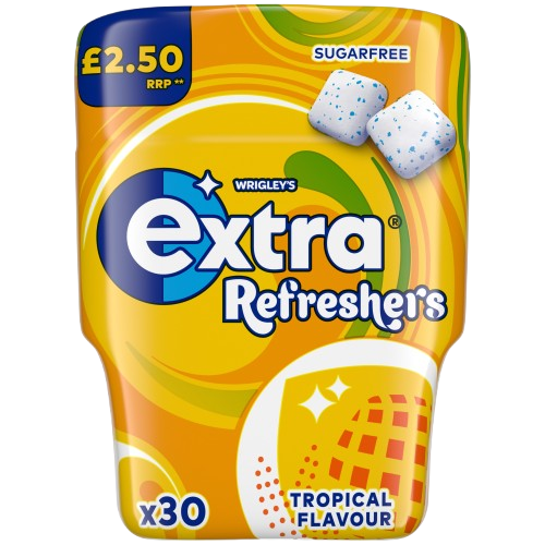 Extra Refreshers Tropical Sugar Free Gum Bottle PM £2.50 30s