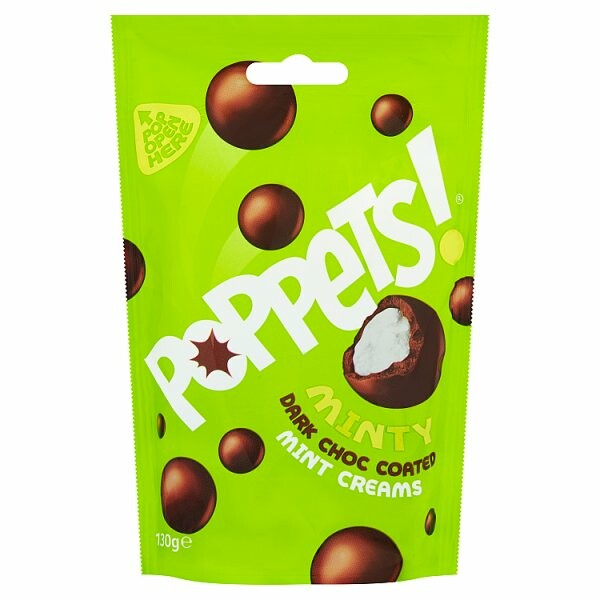 Poppets Minty Dark Choco Coated Mint Creams 130g