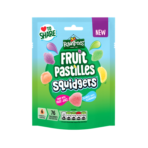 Rowntrees Pouch Fruit Pastilles Squidgers 120g NEW
