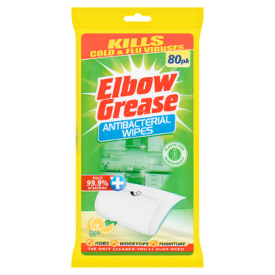 Elbow Grease Antibacterial Wipes Lemon 80pk