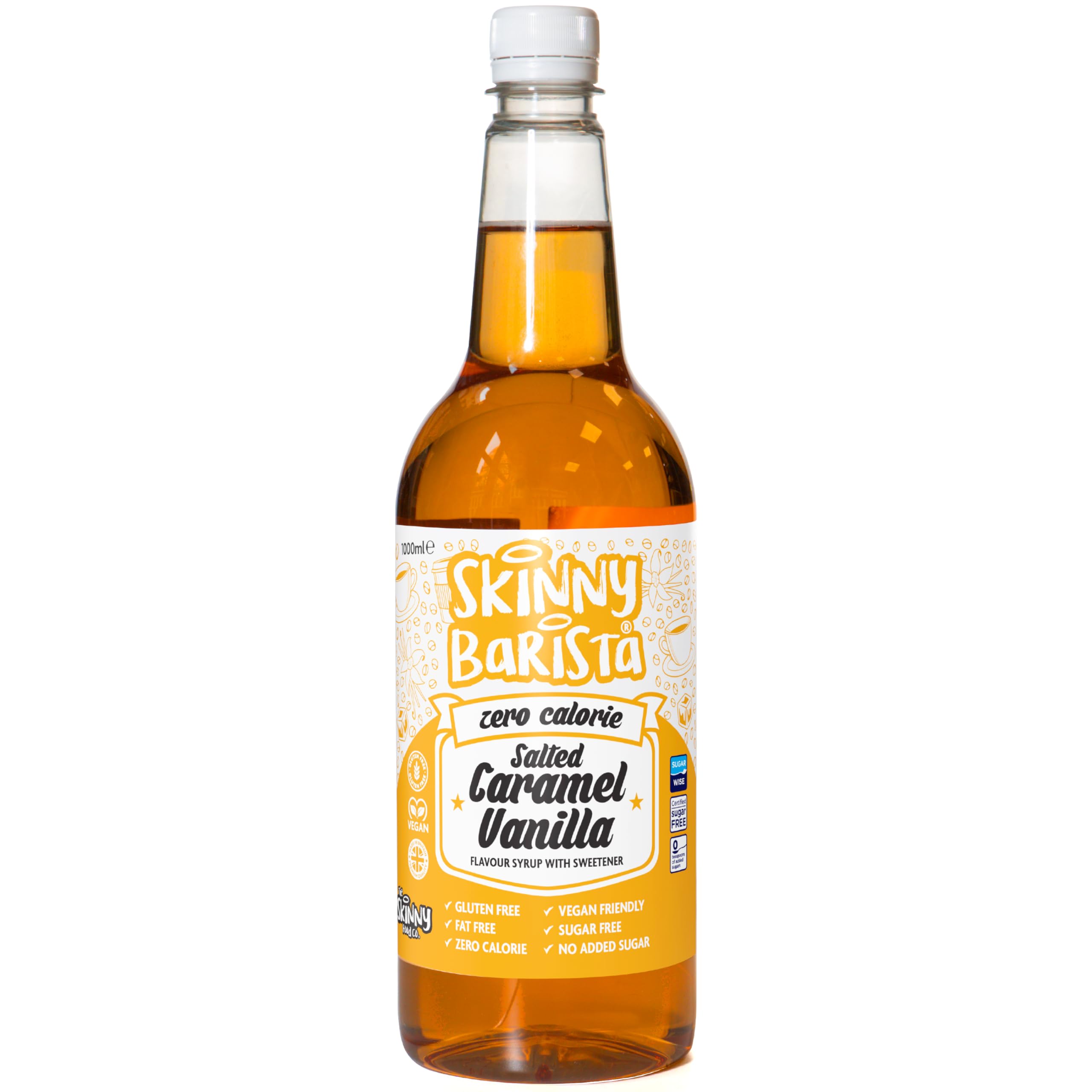 Skinny Food Zero Calorie Salted Caramel Vanilla Barista Coffee Syrup 1Ltr