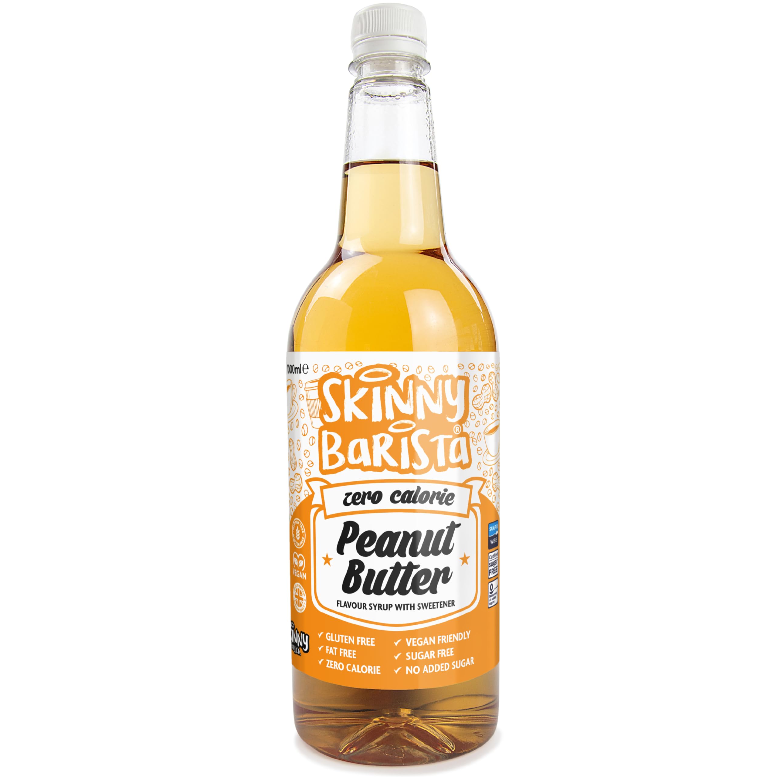 Skinny Food Zero Calorie Peanut Butter Barista Coffee Syrup 1Ltr
