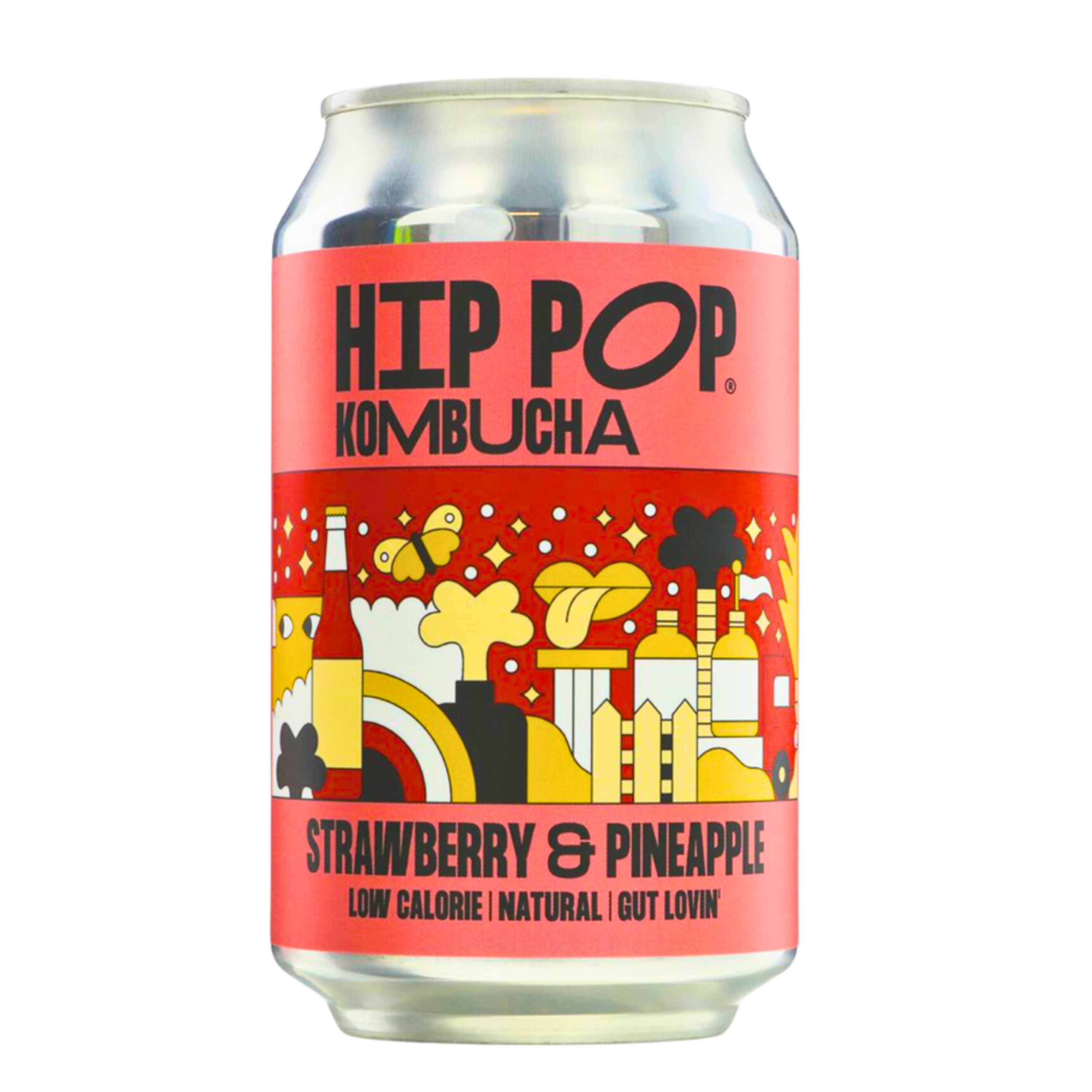 Hip Pop Strawberry & Pineapple Kombucha Soda 330ml