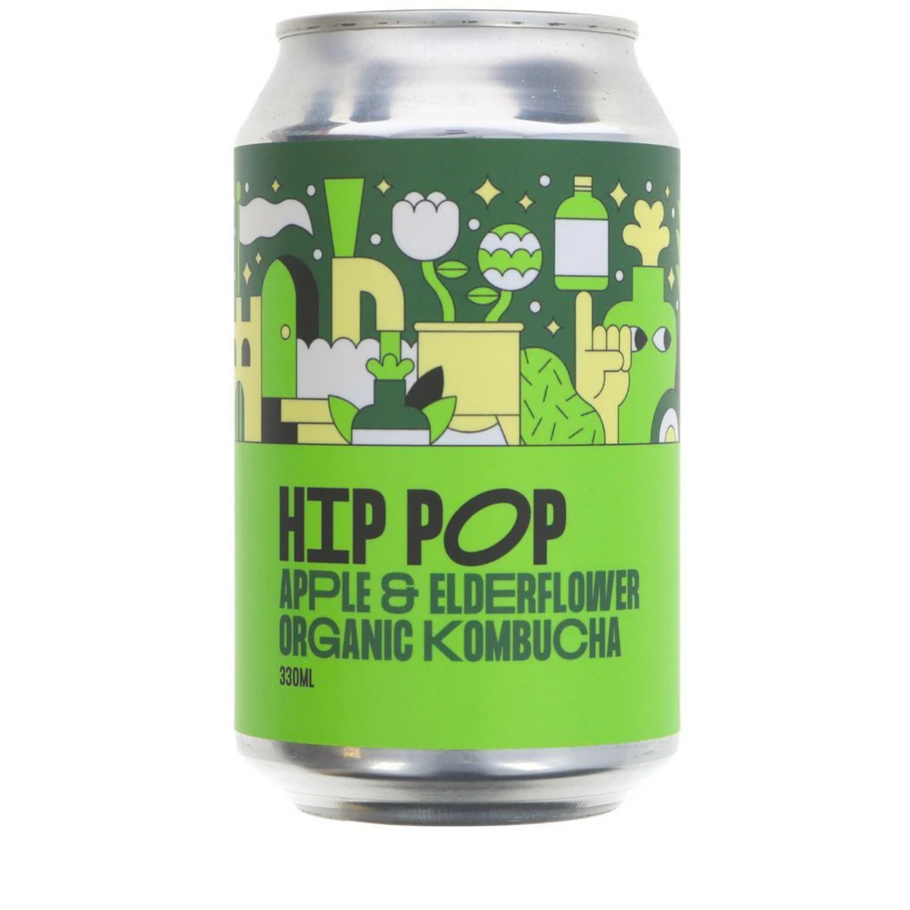 Hip Pop Apple & Elderflower Organic Kombucha Soda 330ml