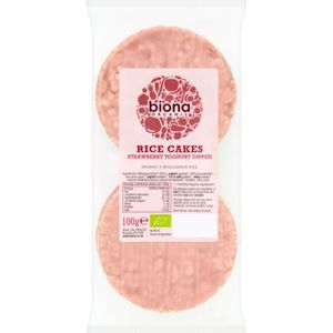 Biona Organic Rice Cakes Strawberry Yoghurt Dipped 100g
