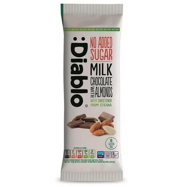 Diablo Stevia Milk Chocolate With Almonds NAS 75g
