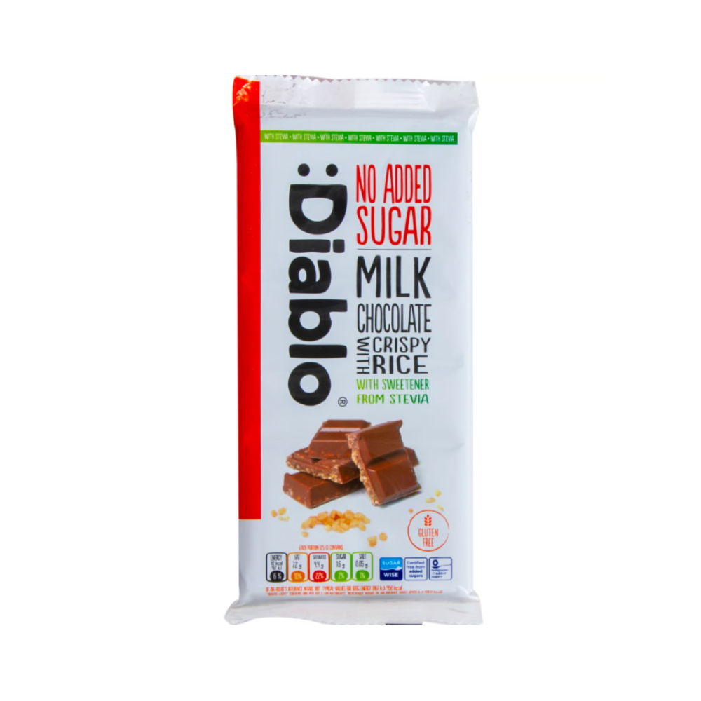 Diablo Stevia Milk Chocolate With Crispy Rice 75g