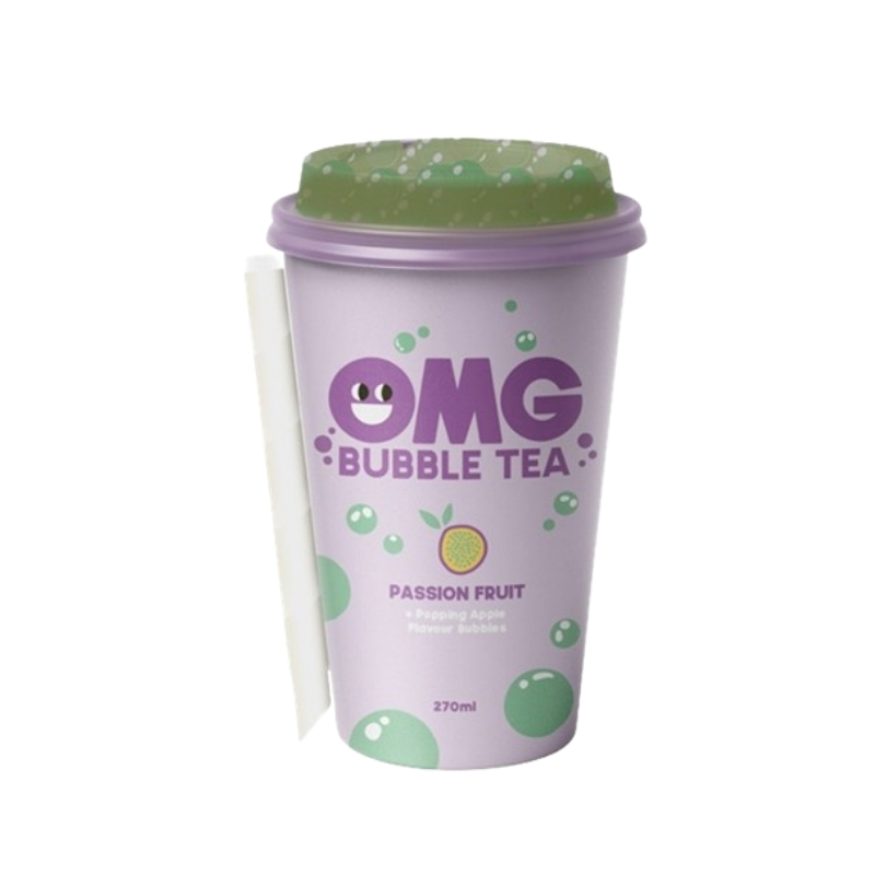 OMG Bubble Passionfruit Green Tea with Apple Flavour Bubbles 270ml