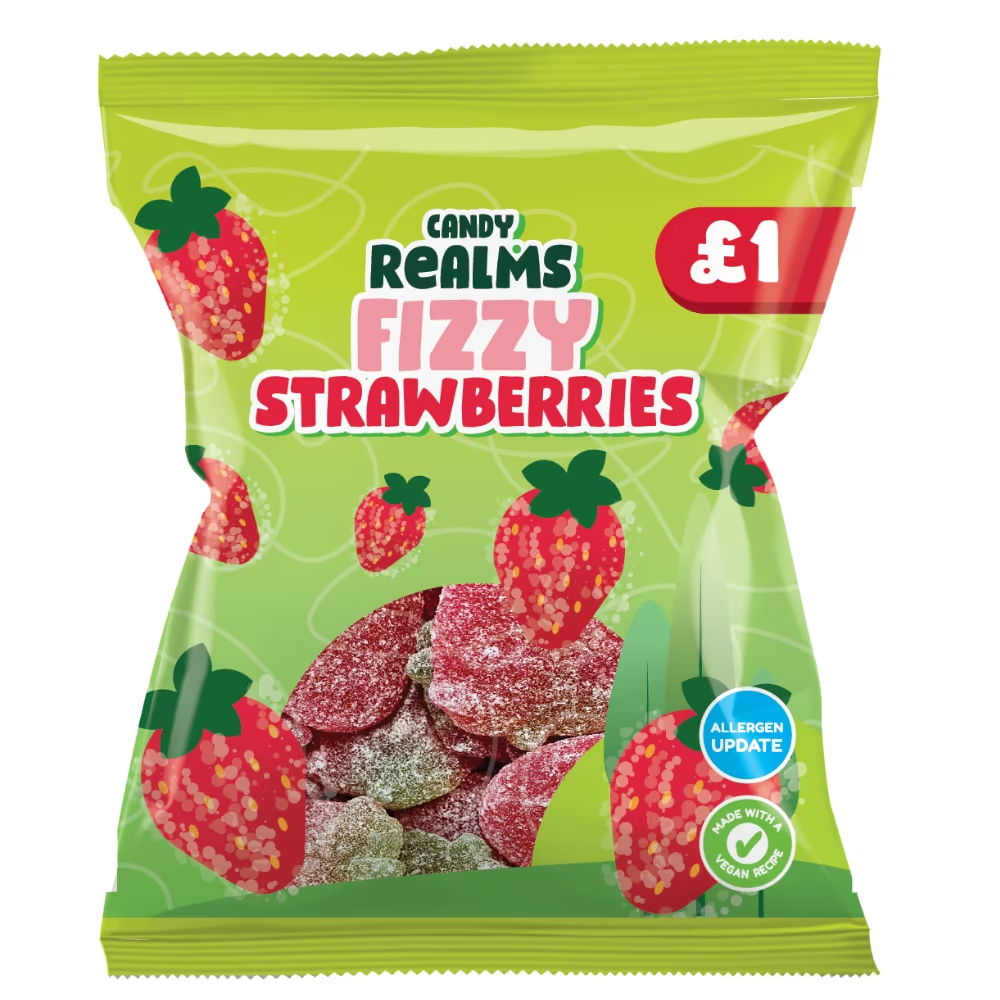 Candy Realms Fizzy Strawberries Bag 160g PM £1