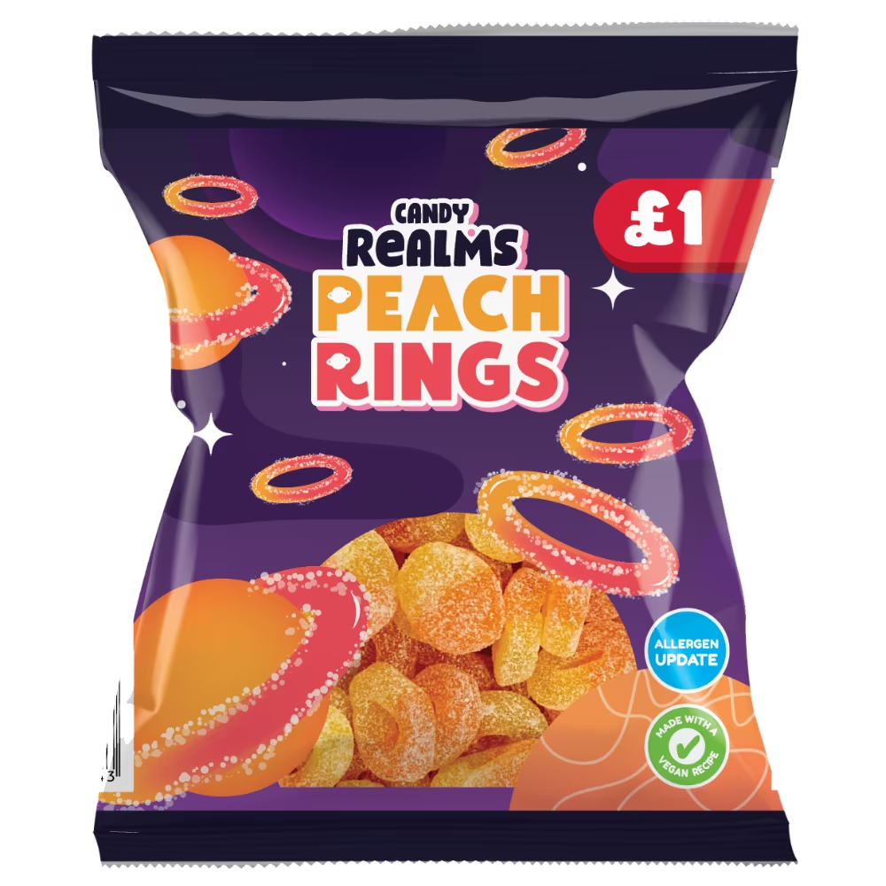 Candy Realms Peach Rings Bag 160g PM £1
