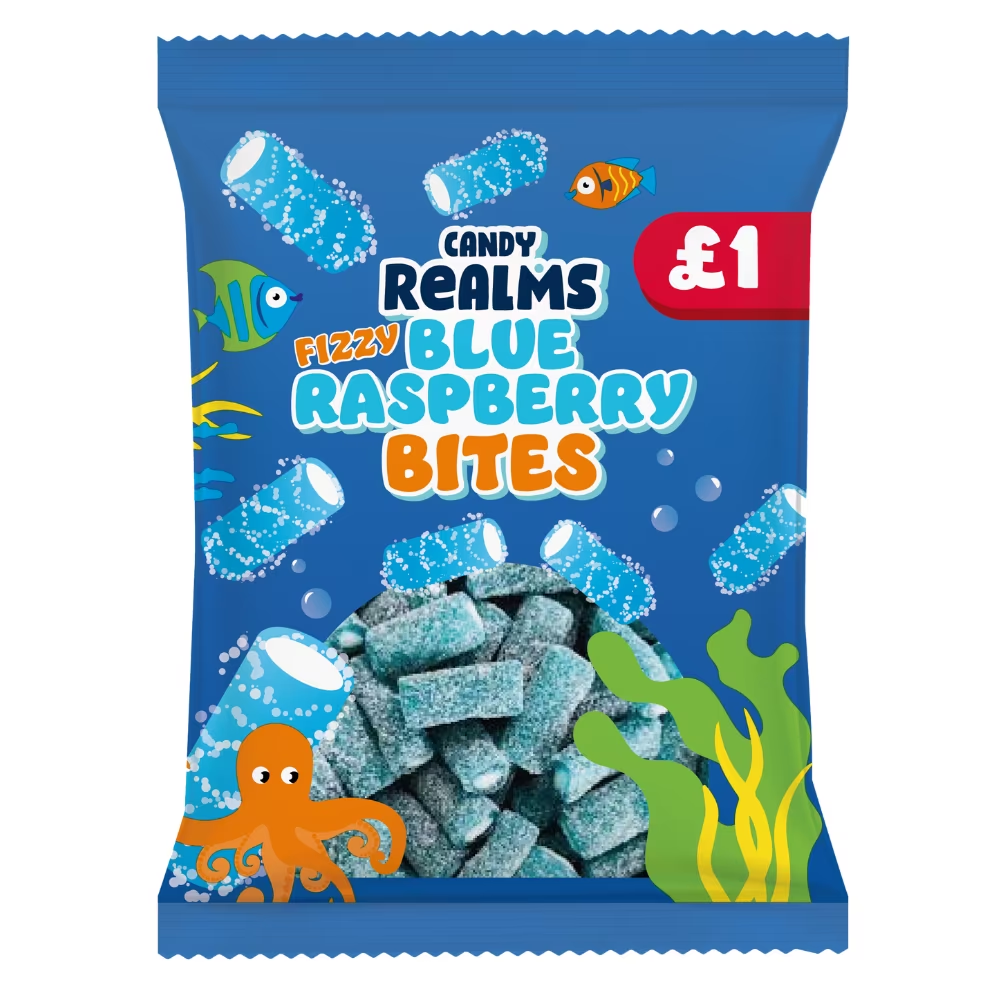 Candy Realms Fizzy Blue Raspberry Bites Bag 160g PM £1