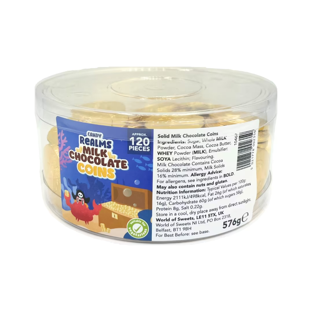 Candy Realms Milk Chocolate Coins Tub 576g