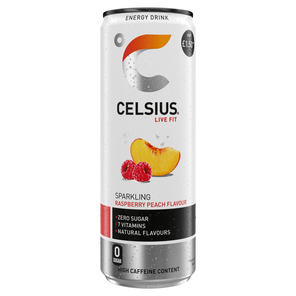 Celsius Raspberry Peach PM £1.50 335ml