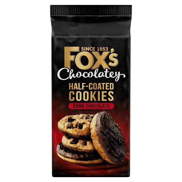 Foxs Chunkie Cookies Fabulous Half Coated Dark Chocolate 180g (E)