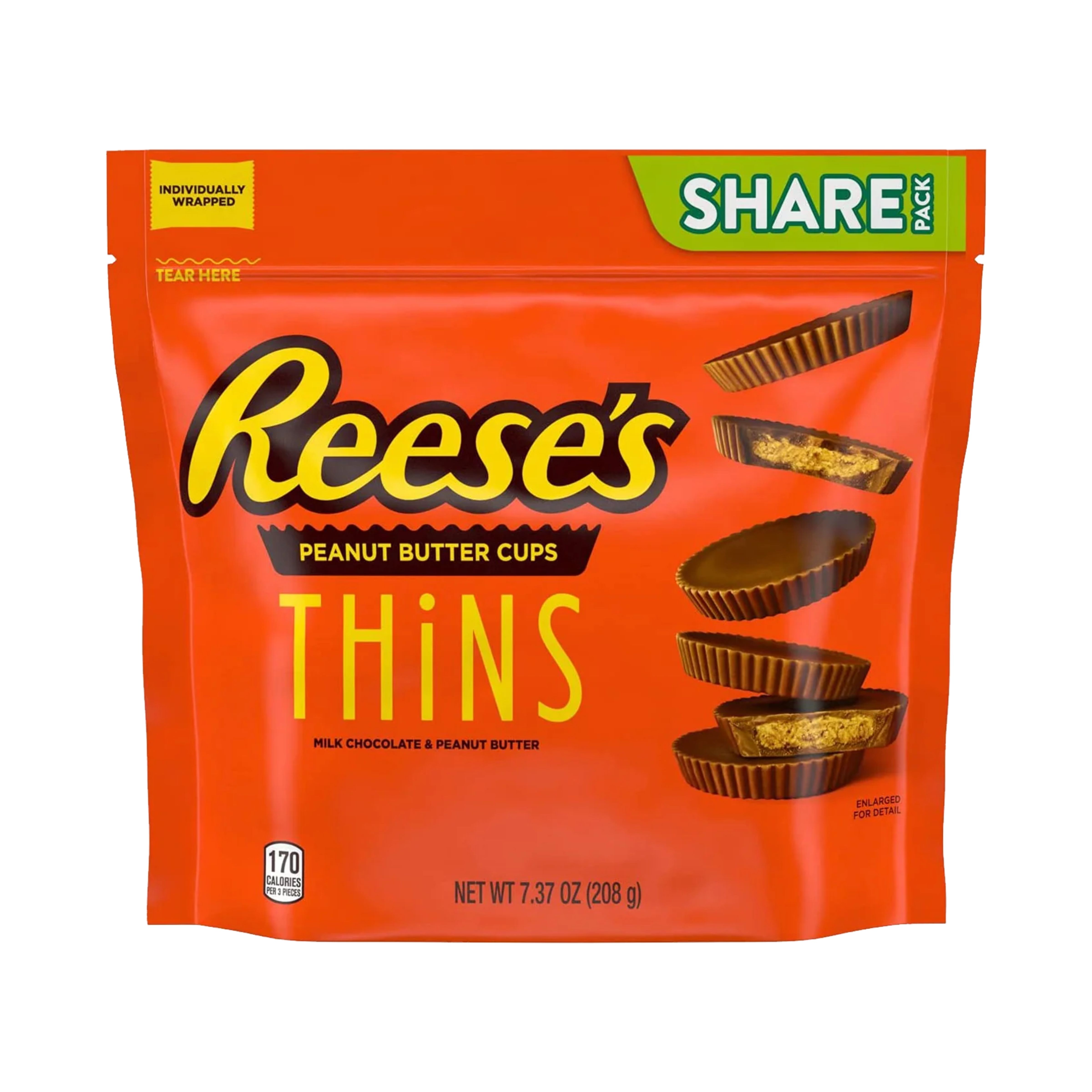 USA Reeses Thins Peanut Butter Cups Pouch 208g NEW