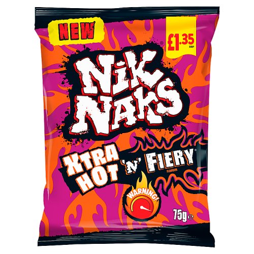 Nik Naks Xtra Hot N Fiery Crisps PM £1.35 75g