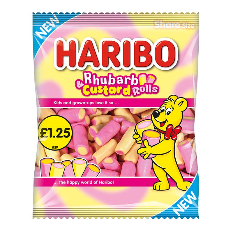 Haribo Rhubarb & Custard Rolls 140g PM £1.25 NEW